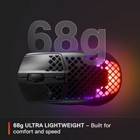 SteelSeries - Aerox 3 Super Light Honeycomb Wireless RGB Optical Gaming Mouse - Wireless - Onyx - Back View