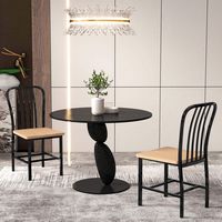 Costway Dining Chairs Set of 2 High Back Chairs Metal Frame Footrests Kitchen - Black/Natural - Back View