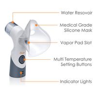 CRANE - Warm Steam & Cool Mist Cordless Portable Mist Inhaler - White/Gray - Back View