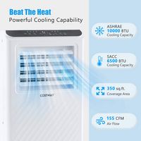 Costway 6500 BTU Portable Air Conditioner Cools up to 350 sq.ft 3 -in-1 Air Cooler Dehumidifier F... - Back View