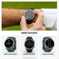 Garmin - Approach S44 GPS Smartwatch 43mm Anodized Aluminum - Silver Aluminum Bezel with Black Si... - Back View