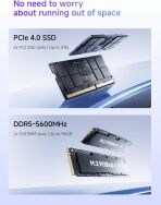 Minisforum - UM870 Slim Mini Desktop PC, AMD Ryzen 7 8745H, 16 GB RAM, 512 GB SSD Storage - Silver - Back View