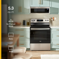 Whirlpool - 30-inch Electric Range with No Preheat Mode - Stainless Steel - Back View