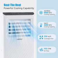 Costway 8000 BTU Portable Air Conditioner Cools up to 250 sq.ft 3 -in-1 Air Cooler Dehumidifier F... - Back View