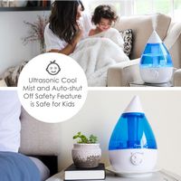 CRANE - 1 Gal. Ultrasonic Cool Mist Humidifier - Blue/White - Back View