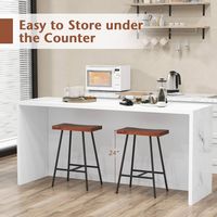 Costway Set of 2 Industrial Saddle Stool Counter Height Bar Stool Dining Pub Chair w/ Metal Frame... - Back View