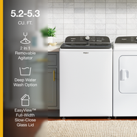 Whirlpool - 5.3 Cu. Ft. High Efficiency Top Load Washer with 2 in 1 Removable Agitator - White - Back View