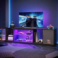 Bestier - TV Cabinet with Storage and LED Light Strips for TVs Up to 75