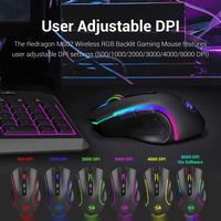 REDRAGON - M602-KS Griffin Wireless Gaming Mouse, 7200 DPI, RGB, Ergonomic Mouse with 7 Programma... - Back View