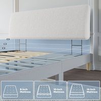 Pinmoco - Full Size Adjustable Ergonomic Upholstered Foam Headboard - White - White - Back View