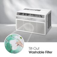 LG - 350 Sq. Ft. 8,000 BTU Window Air Conditioner with Remote - White - Back View