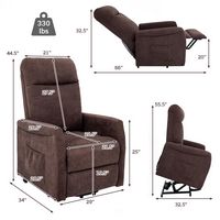 Costway - Power Lift Recliner Chair w/ Remote Control - Brown - Back View