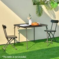 Costway 2-Pack Folding Chair with Metal Curved Feet Wide Seat & Ergonomic Backrest - Black - Back View