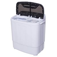 Costway - Compact Mini Twin Tub 8 lb. Washing Machine - White and Grey - Back View