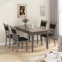 Costway Upholstered Dining Chair Set of 4 Armless Chair with Padded Backrest & Seat - Cappuccino,... - Back View