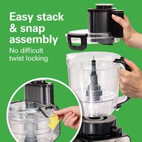 Hamilton Beach - Stack and Snap 14 Cup Duo Food Processor - Black - Back View
