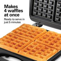 Hamilton Beach - 4-Waffle Belgian-Style Waffle Baker - Stainless Steel - Back View