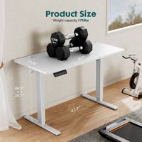 Bestier Electric Adjustable Standing Computer Office Desk with Splice Board, 2 Hooks, and Wire Ho... - Back View