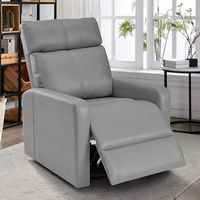 Bestier Vegan Leather Manual Swivel Recliner with Solid Footrest and Soft Padded Armrest - Grey - Back View