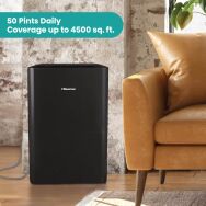 Hisense - 50-Pint Dehumidifier with 12 quarts Bucket Capacity and Pump - Black - Back View