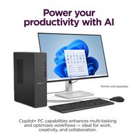 Lenovo - IdeaCentre Tower Desktop - Copilot+ PC - AMD Ryzen AI 7 350 - 32GB Memory - 1TB - Luna Grey - Back View