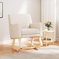 Set of 2 Costway Upholstered Rocking Chair with Widened Backrest Machine-washable Seat Cushion Co... - Back View