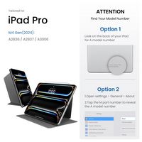 tomtoc iPad Pro Detachable Folio Case for 2024 New 11 Inch iPad Pro M4 - Black - Back View