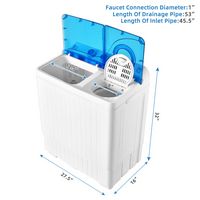 Costway - 26 lb. Portable Semi-Automatic Twin Tub Washing Machine with Drain Pump - Blue and White - Back View