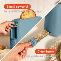 Bella - Fits-anywhere Kitchenware: 2-Slice Slim Toaster - Surf - Back View