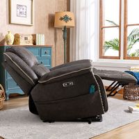 Bestier Faux Leather Manual Recliner with Massage and Heating - Grey - Back View