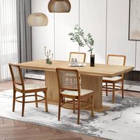 Costway Set of 4 Boho Dining Chairs with Teak Wood Structure & Footrests for Indoor Use - Natural - Back View