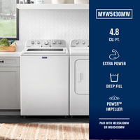 Maytag - 4.8 Cu. Ft. High Efficiency Top Load Washer with Steam and Extra Power Button - White - Back View
