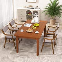 Costway PU Leather Dining Chair Set of 2 with Padded Seat & Back Armrests Rubber Wood Frame - Brown - Back View
