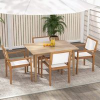 Costway Stackable Dining Chair Set of 4 with Wear-resistant Fabric & Breathable Backrest - White ... - Back View
