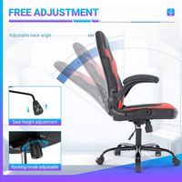 Bestier - Ergonomic Faux Leather Adjustable Reclining Swiveling PC and Racing Game Chair with Pad... - Back View