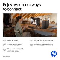 HP - OmniDesk Desktop - AMD Ryzen 3 - 8GB DDR5 Memory - 256GB SSD - Gray Wood - Back View