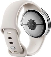Google - Pixel Watch 3 (41mm) Smartwatch with Porcelain Band - LTE - Polished Silver - Back View