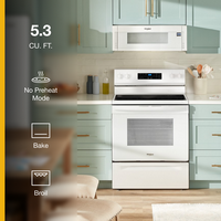 Whirlpool - 5.3 Cu. Ft. Freestanding Electric Range with No Preheat Mode - White - Back View