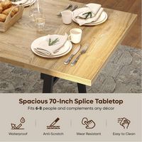 Bestier 70inch Rectangular Dining Table with Basket Storage Wooden Kitchen Table with Sturdy Meta... - Back View