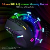 REDRAGON - S101-BA-3 Wired RGB Backlit Gaming Keyboard and Mouse Pad, Gaming Headset Combo - Black - Back View