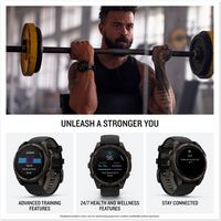Garmin - fēnix 8 Solar Sapphire GPS Smartwatch 47mm Fiber-reinforced polymer - Carbon Gray DLC Ti... - Back View