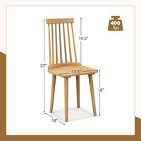Costway Windsor Dining Chairs Set of 2 Dining Chairs with High Spindle Back - Natural - Back View