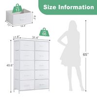 Bestier - 10 Drawer 31.4 in.W Fabric Storage Tower Dresser Wooden Top for Kid Room, Closet, Entry... - Back View