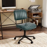 Costway 2PCS PU Leather Office Chair Adjustable Swivel Task Chair with Backrest - Green - Back View