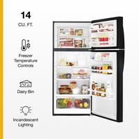 Whirlpool - 14.3 Cu. Ft. Top-Freezer Refrigerator - Black - Back View
