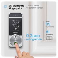 Lockly - Visage Smart Lock Wi-Fi Deadbolt Facial/Keyway/Fingerprint - Satin Nickel - Back View