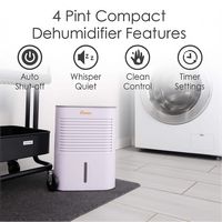 CRANE - 4 Pint Dehumidifier - White - Back View