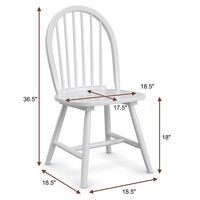 Costway Set of 4 Vintage Windsor Dining Side Chair Wood Spindleback Kitchen Room - White - Back View