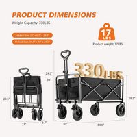 Bestier - CollapsibleWagon Cart ,330 lbs Quantity Portable Utility Wagon with Adjustable Handbar ... - Back View