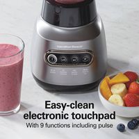 Hamilton Beach - Wave Crusher Blender with 40 oz. Glass Blender Jar and 20 Oz. Travel Jar - Black - Back View